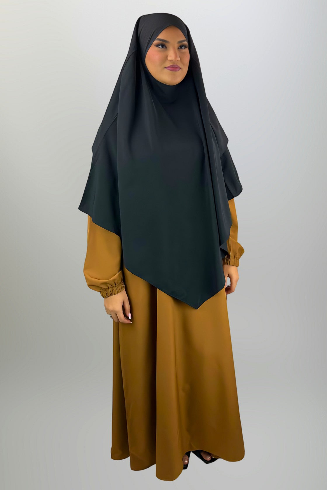 Premium 2 Layered Khimar - Black