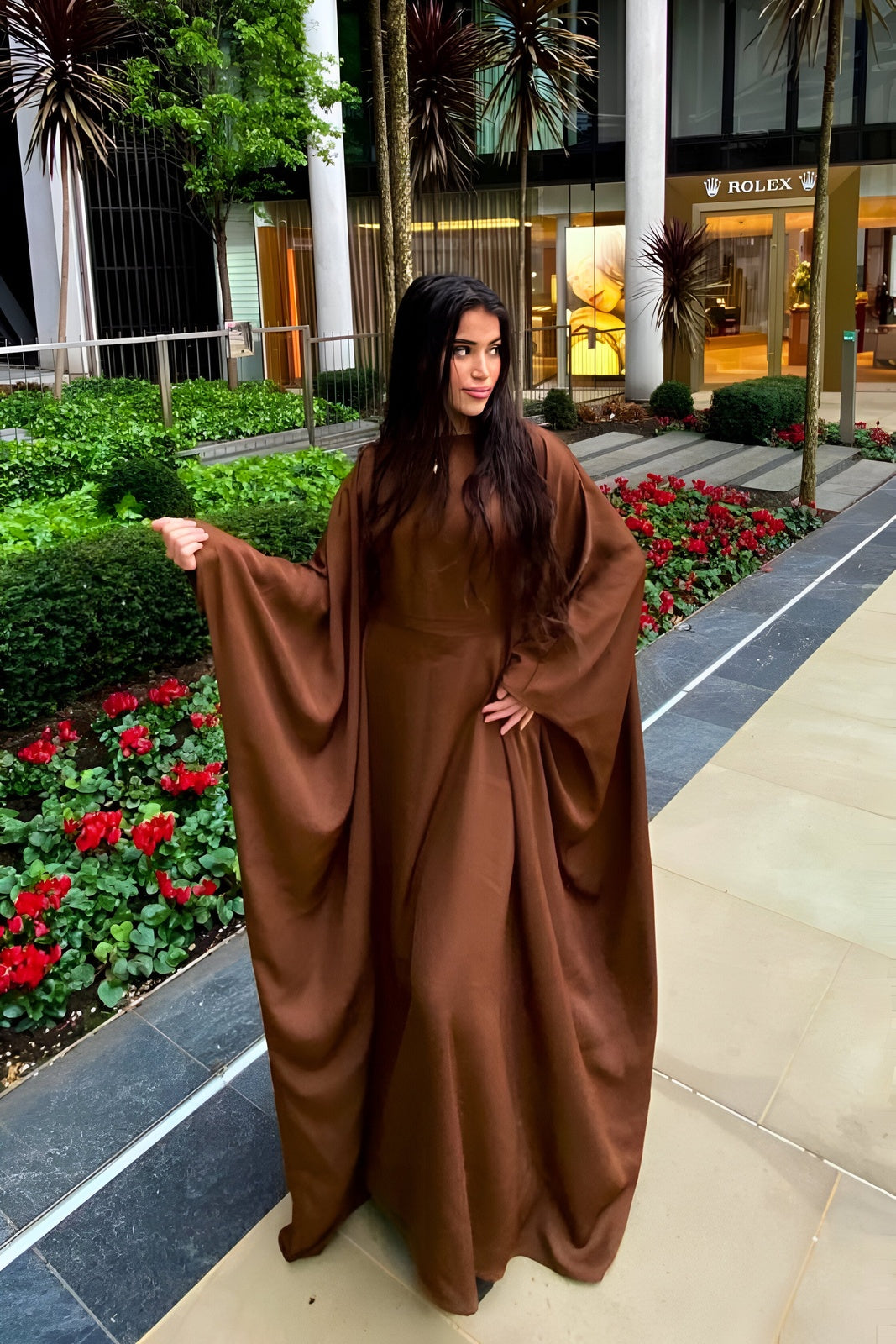 Chocolate Butterfly Abaya with Inner Belt