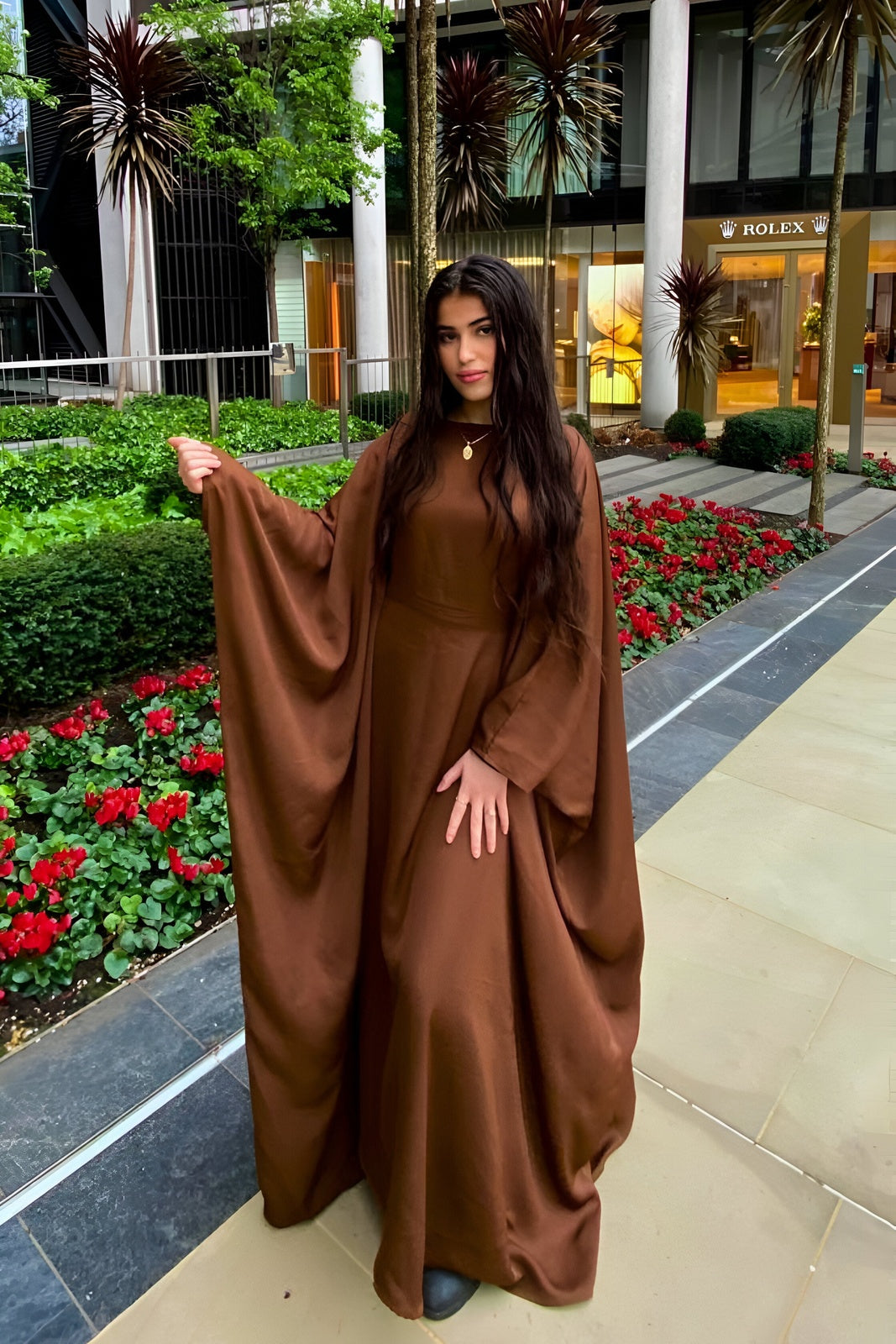 Chocolate Butterfly Abaya with Inner Belt