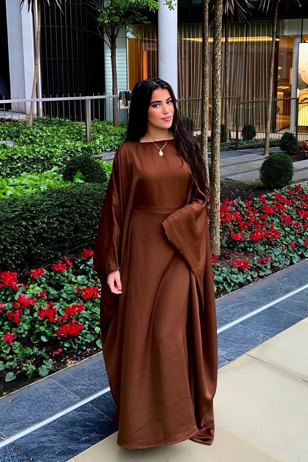 Chocolate Butterfly Abaya with Inner Belt