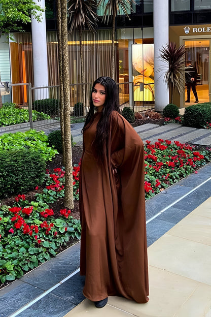 Chocolate Butterfly Abaya with Inner Belt