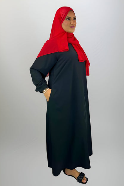 Black Closed Abaya with Pockets