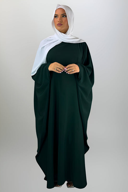 Emerald Green Butterfly Abaya with Inner Belt