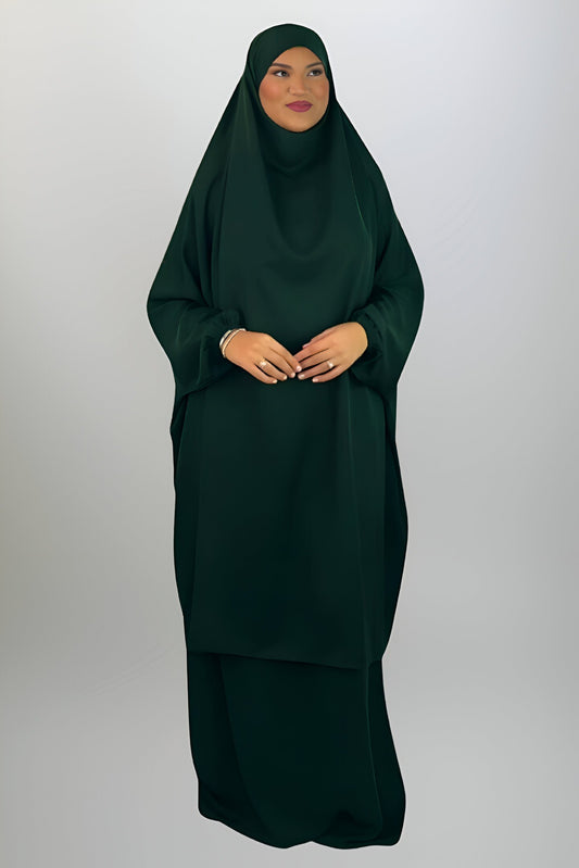 Two Piece Jilbab - Emerald Green