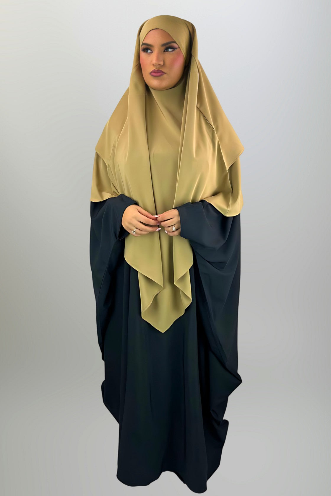 Premium 2 Layered Khimar - Beige