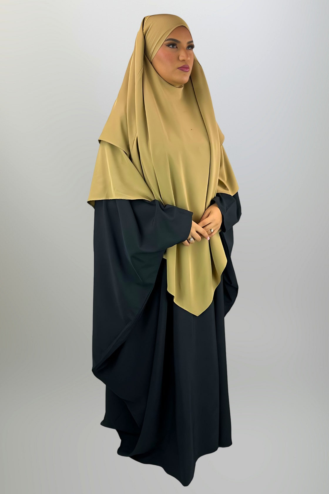 Premium 2 Layered Khimar - Beige