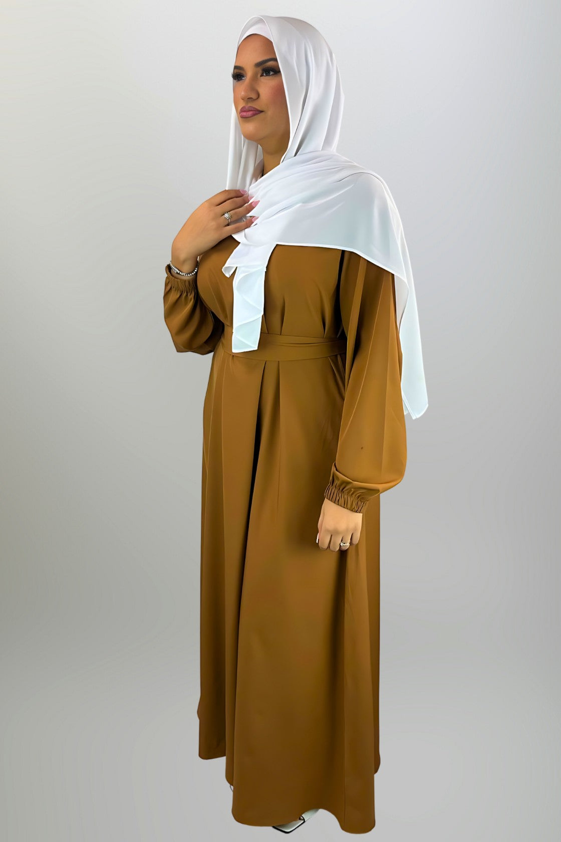 Caramel Closed Abaya with Pockets