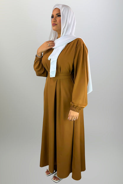 Caramel Closed Abaya with Pockets