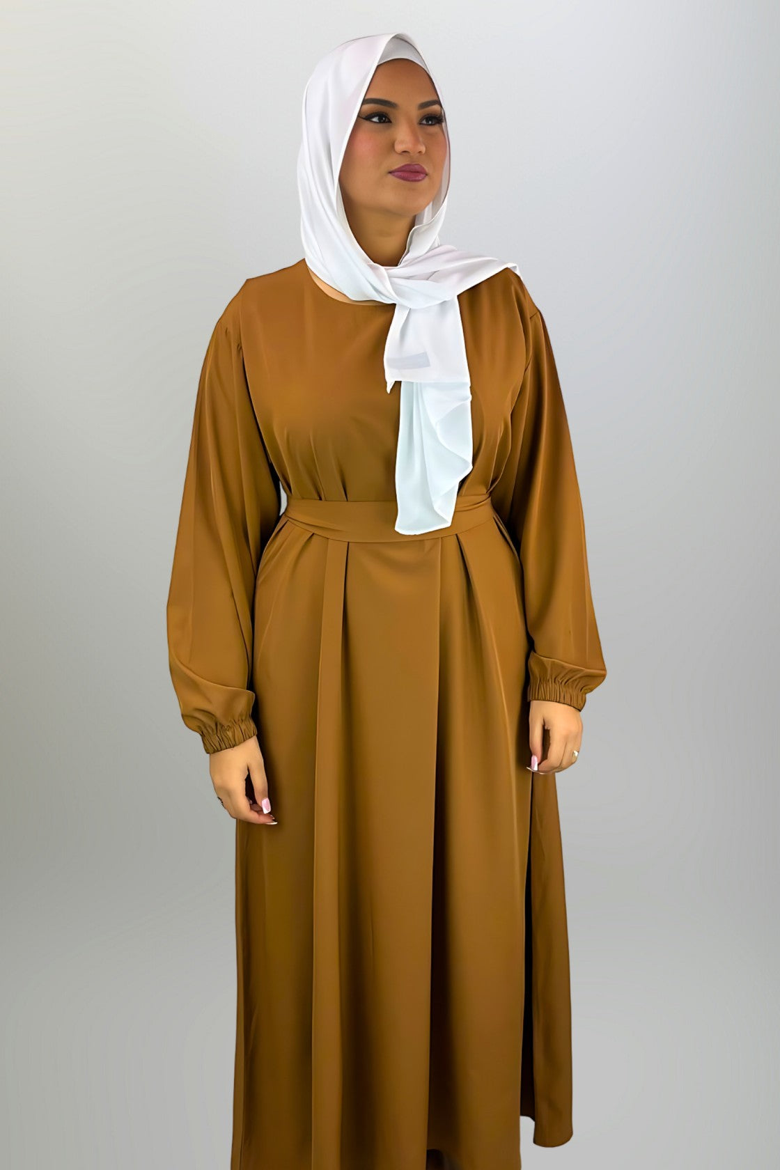 Caramel Closed Abaya with Pockets