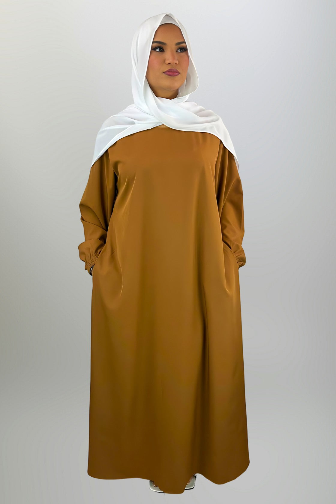 Caramel Closed Abaya with Pockets