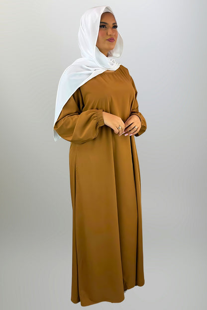 Caramel Closed Abaya with Pockets