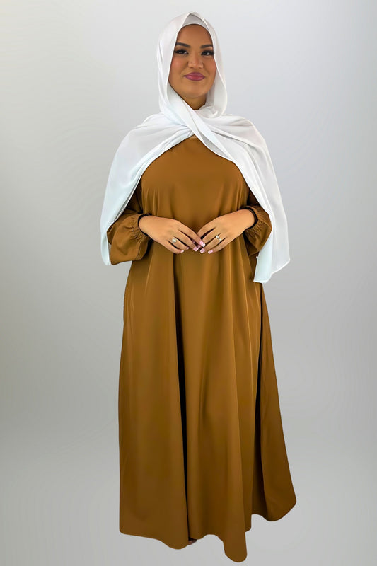 Caramel Closed Abaya with Pockets