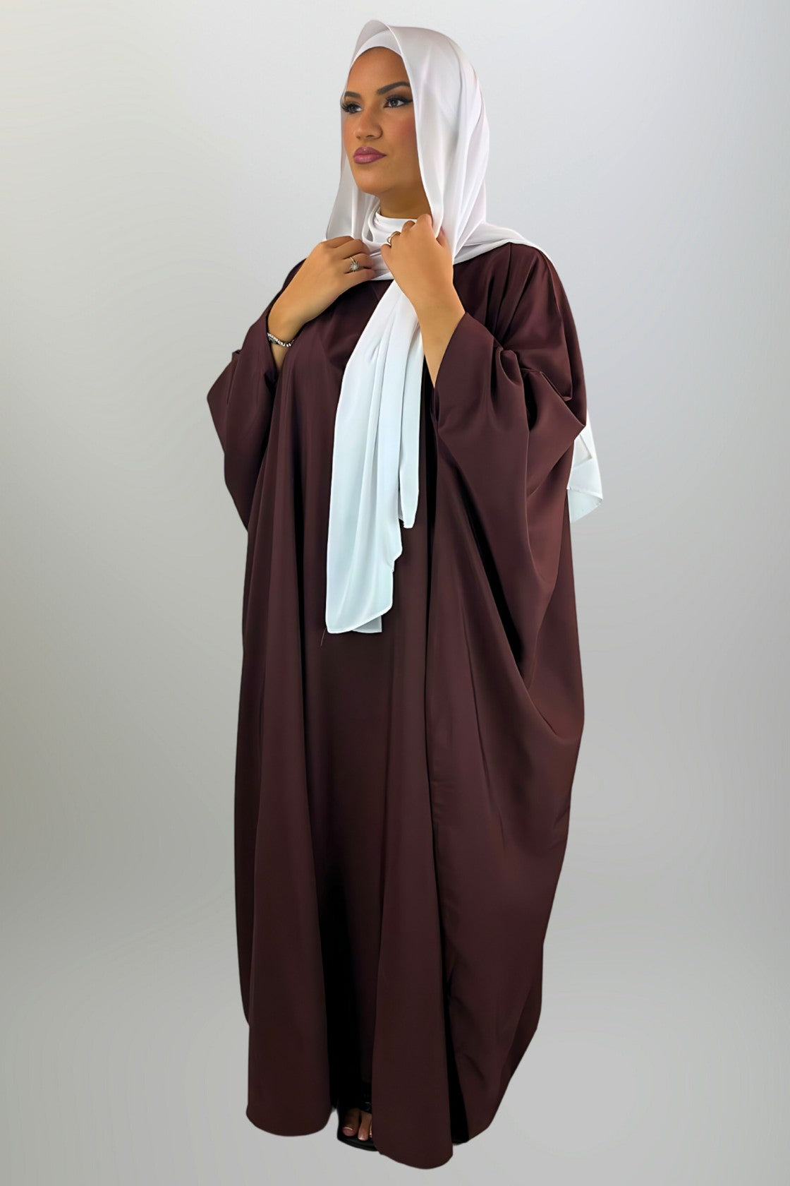 Mocha Butterfly Abaya with Inner Belt