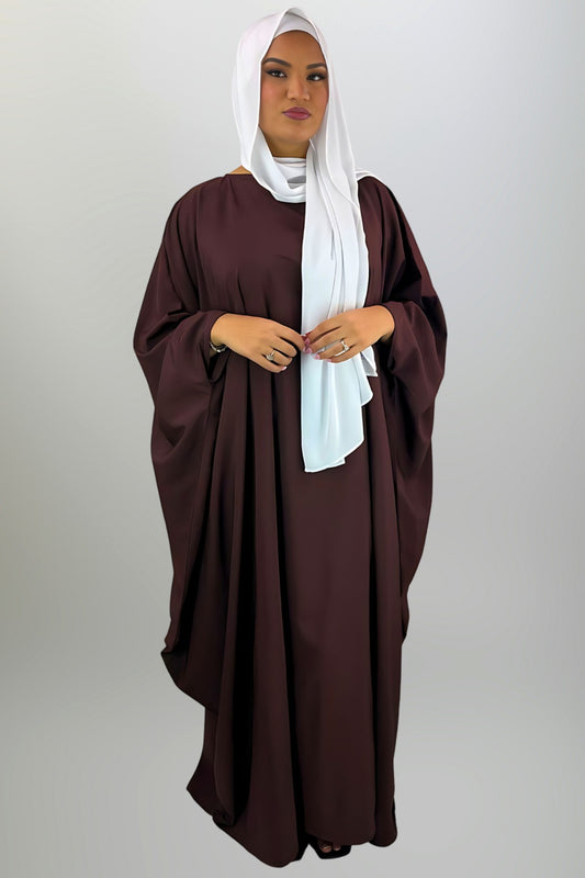 Mocha Butterfly Abaya with Inner Belt