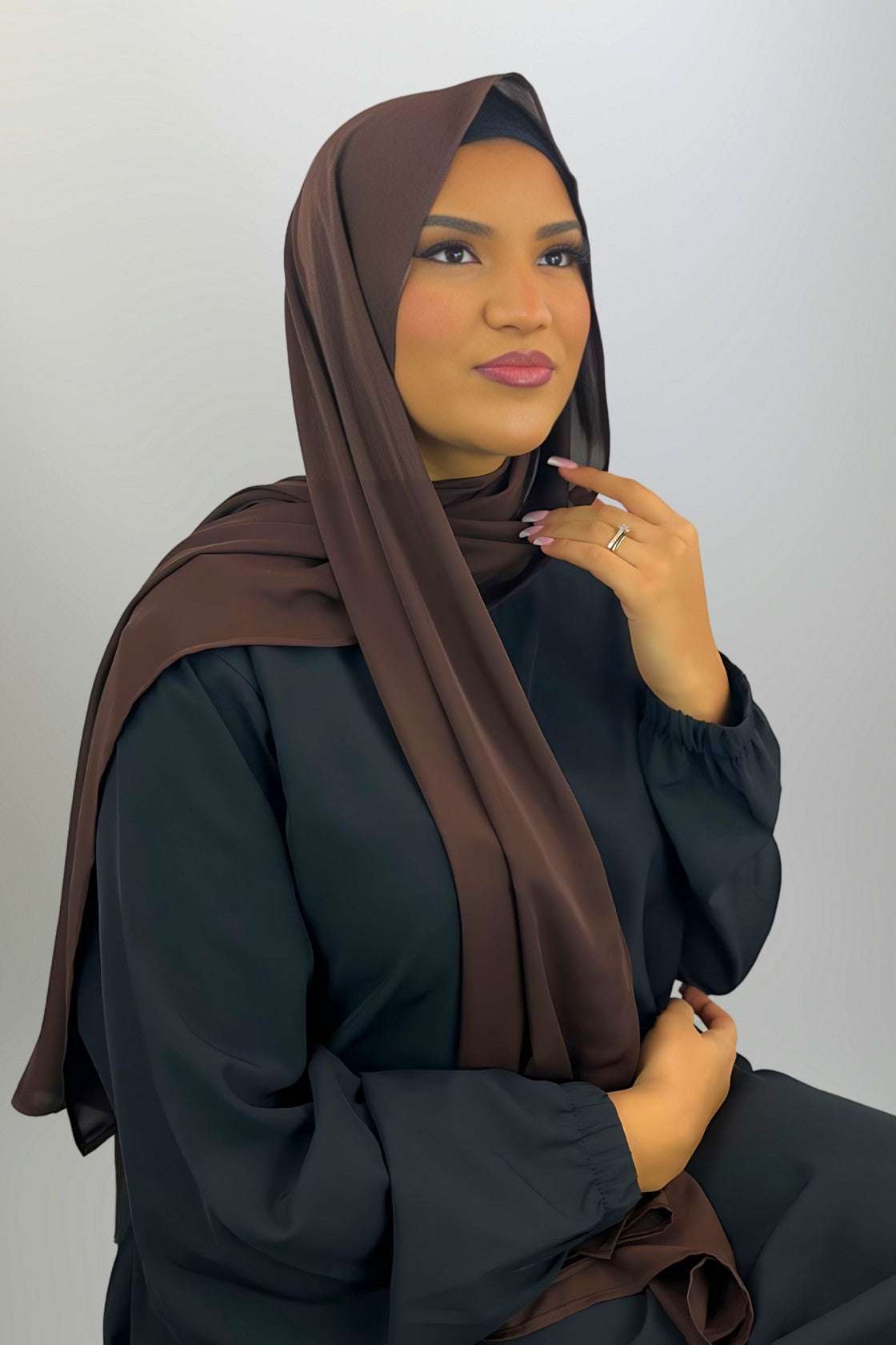 Premium Chiffon Hijab - Mocha