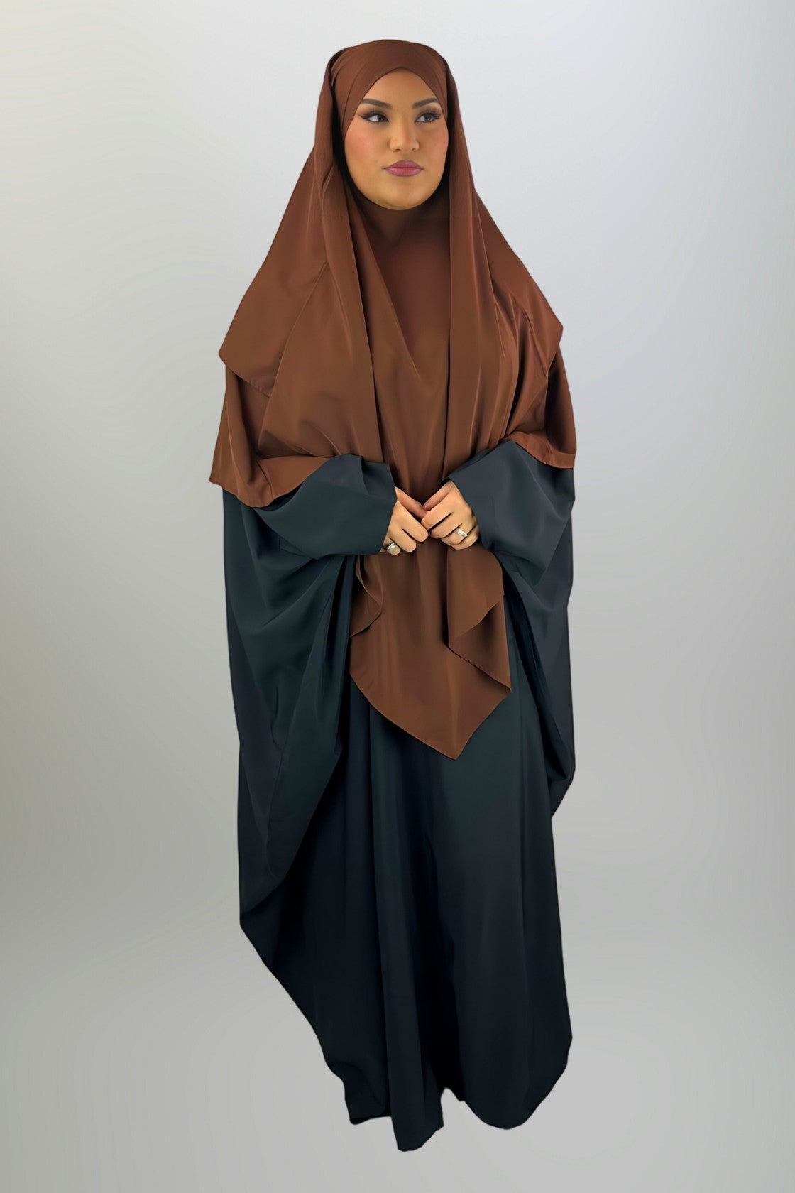 Premium 2 Layered Khimar - Mocha