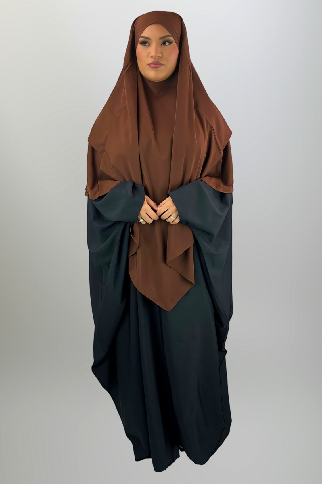 Premium 2 Layered Khimar - Mocha