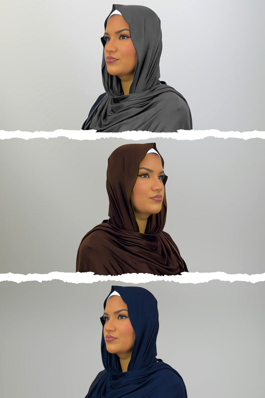 SAVE £5! - Pack of 3 - Premium Jersey Hijabs