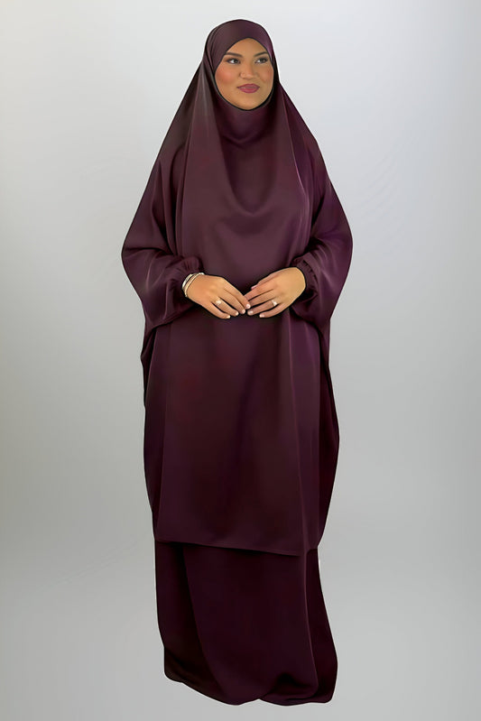 Two Piece Jilbab - Deep Maroon