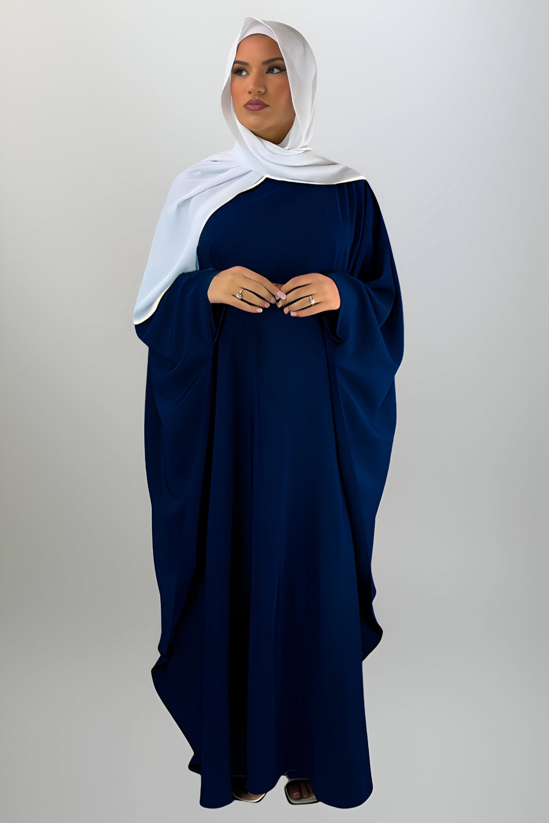 Midnight Blue Butterfly Abaya with Inner Belt