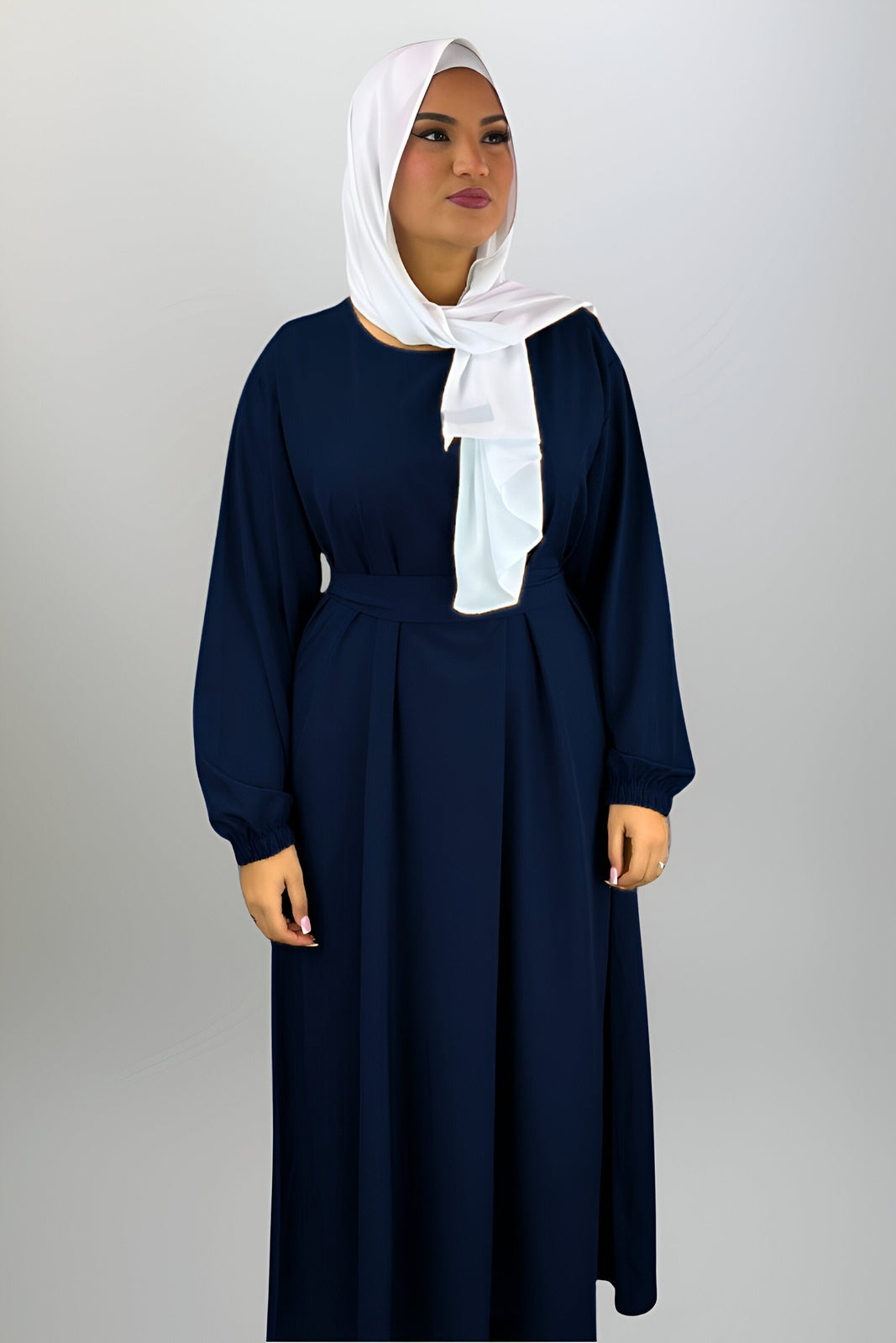 Midnight Blue Closed Abaya with Pockets