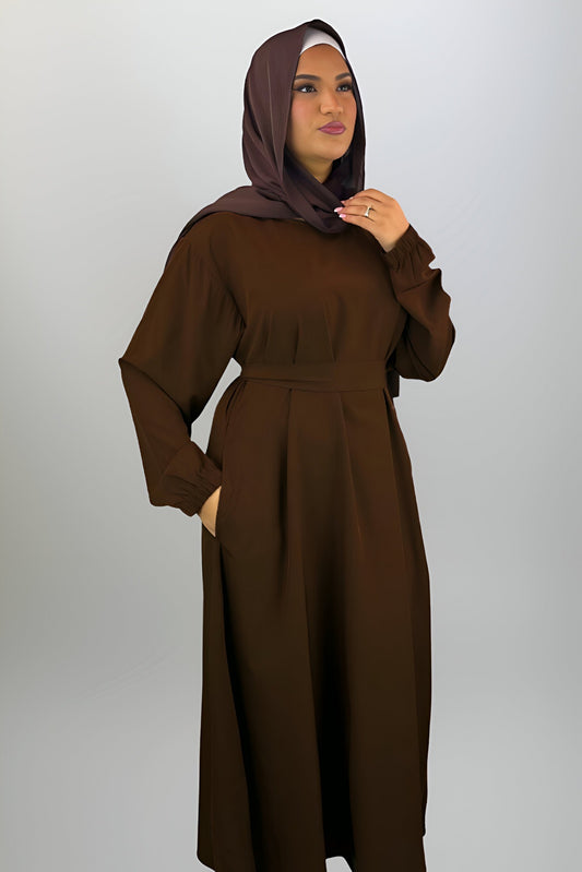 Mocha Closed Abaya with Pockets