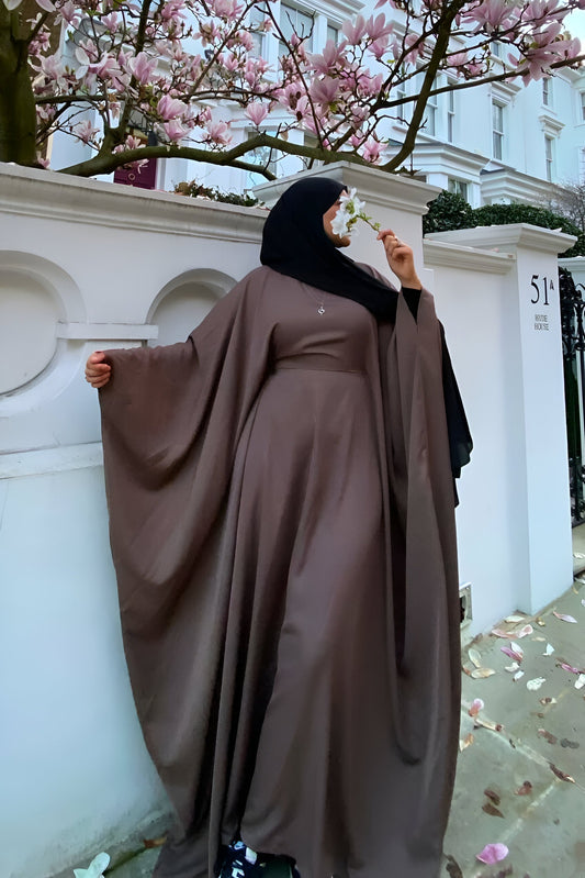 Nude Butterfly Abaya with Inner Belt