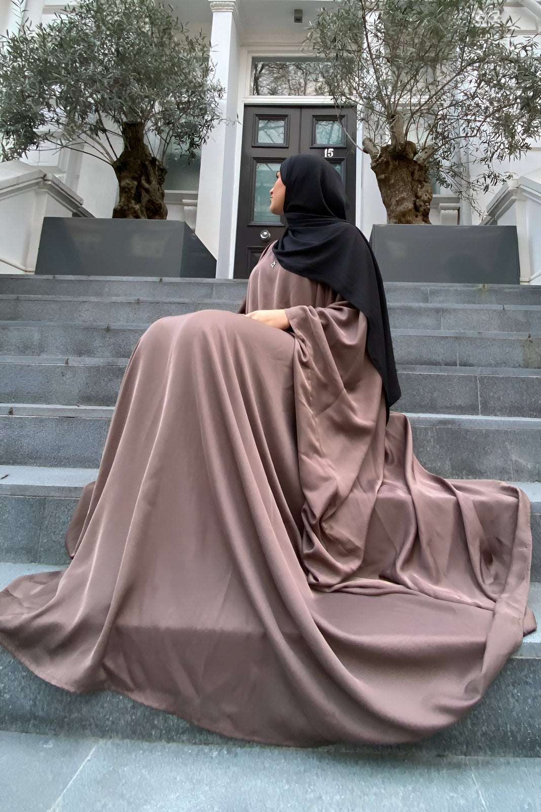 Nude Butterfly Abaya with Inner Belt