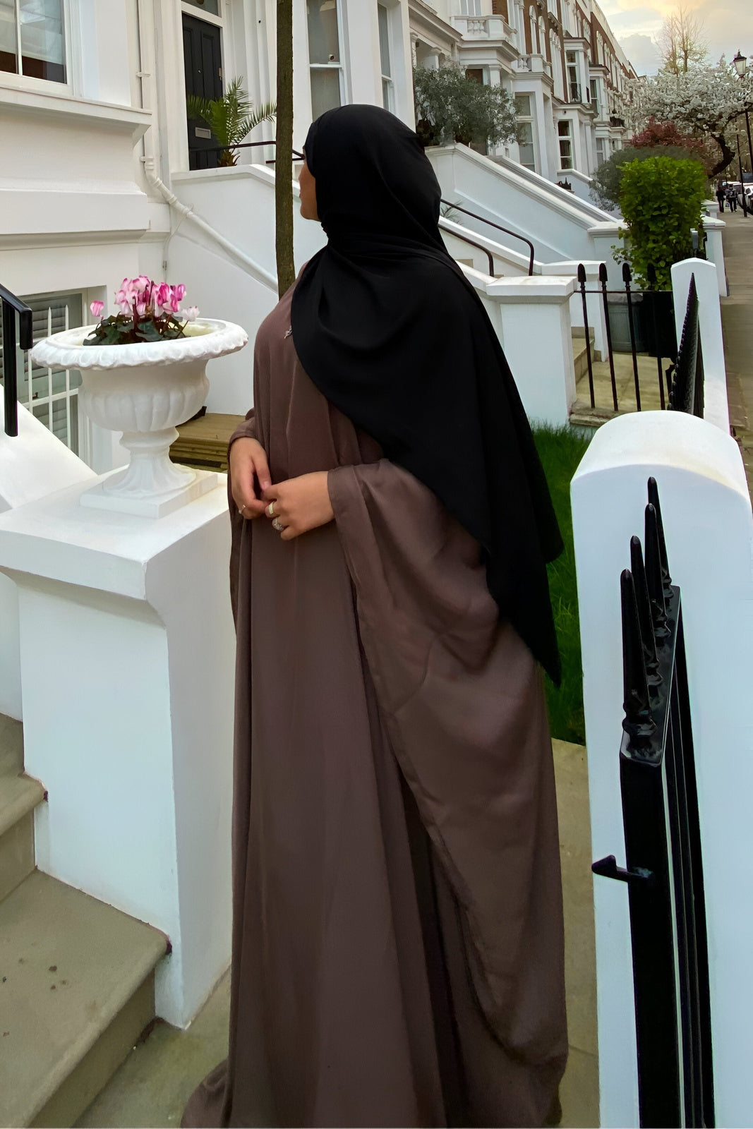 Nude Butterfly Abaya with Inner Belt