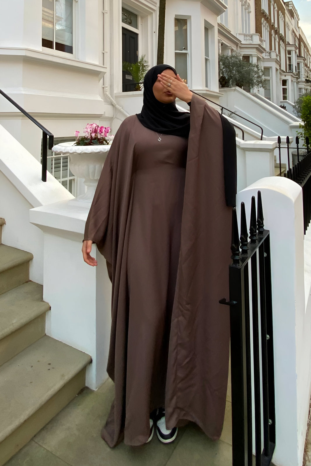 Nude Butterfly Abaya with Inner Belt