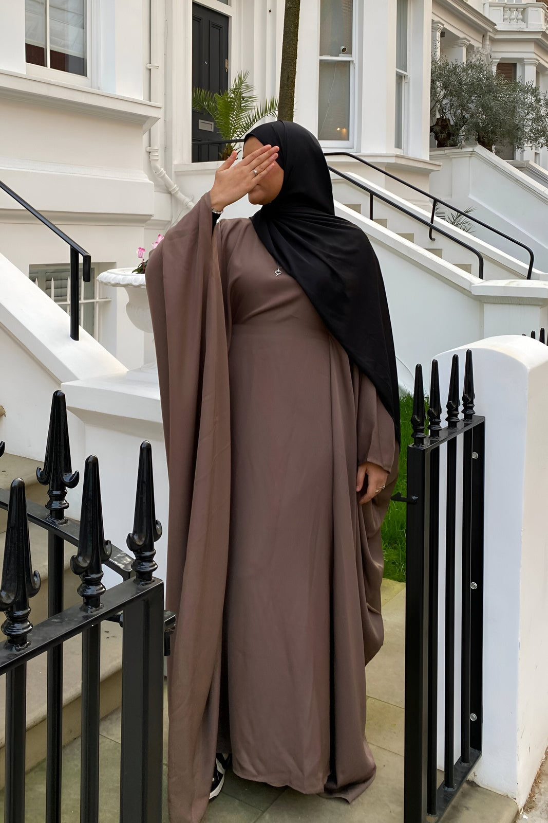 Nude Butterfly Abaya with Inner Belt