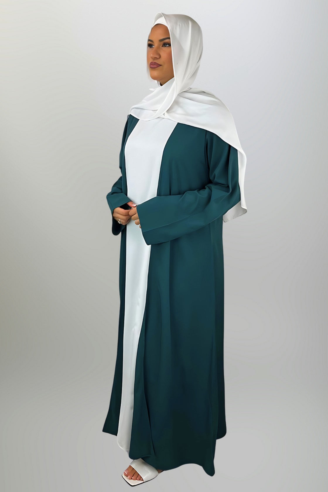 Olive Green Open Abaya