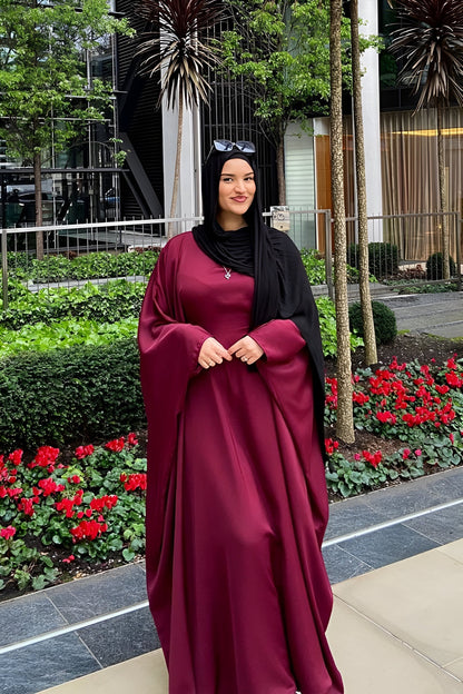 Ruby Red Butterfly Abaya with Inner Belt