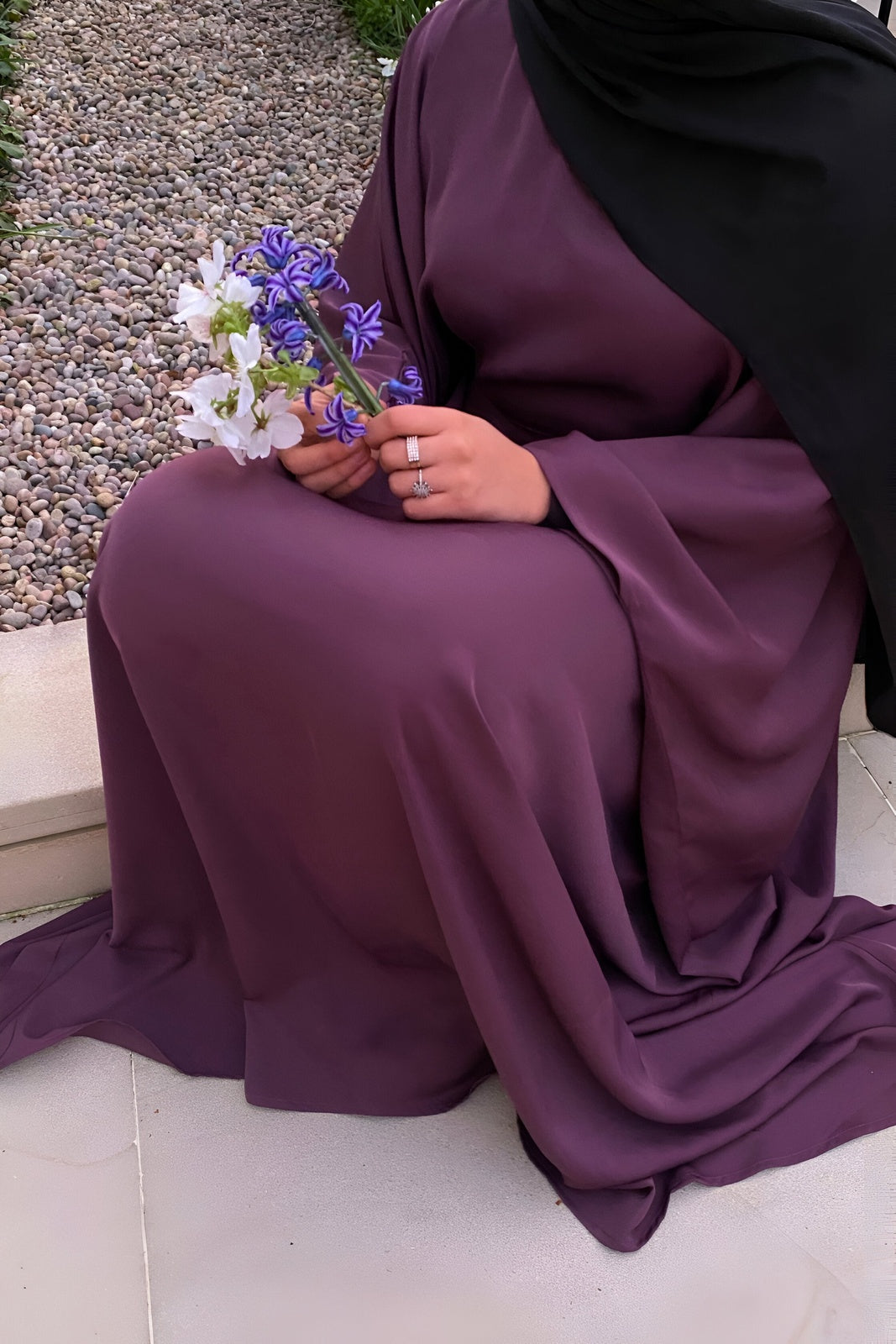 Violet Butterfly Abaya with Inner Belt