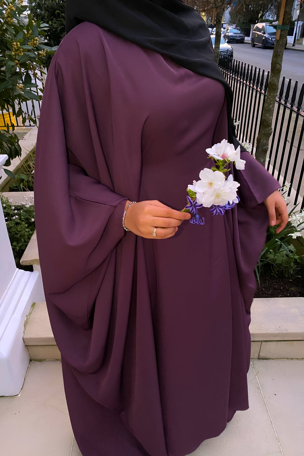 Violet Butterfly Abaya with Inner Belt