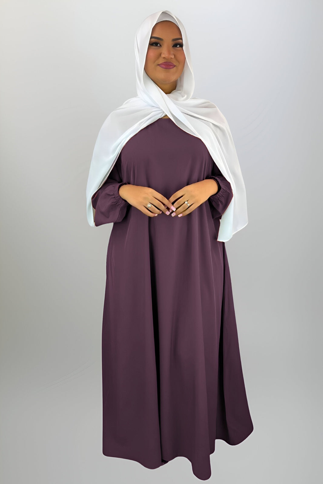 Violet Closed Abaya with Pockets